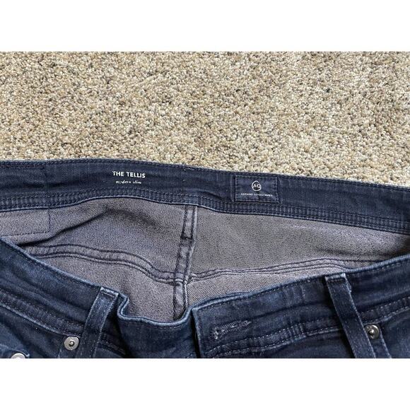 Adriano Goldschmied Jeans Mens 36x34 Blue Denim Modern Slim Tellis Distressed - Picture 5 of 9